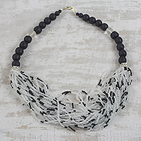Featured review for Recycled glass beaded torsade necklace, Zebra Dazzle