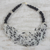 Recycled glass beaded torsade necklace, 'Zebra Dazzle' - Black and White Recycled Glass Beaded Statement Necklace