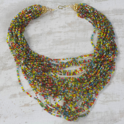 Collar torsade con cuentas de vidrio reciclado - Collar torsade con cuentas de vidrio reciclado multicolor