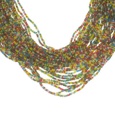 Collar torsade con cuentas de vidrio reciclado - Collar torsade con cuentas de vidrio reciclado multicolor