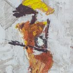 'Sound from the Dondo Drum' - Signed Expressionist Painting of Three Drummer Women