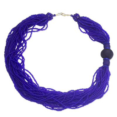Torsade-Halskette aus recycelten Glasperlen - Handgefertigte königsblaue Halskette aus recycelten Glasperlen