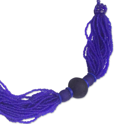 Torsade-Halskette aus recycelten Glasperlen - Handgefertigte königsblaue Halskette aus recycelten Glasperlen