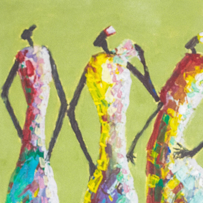 'Models' - Signed Expressionist Painting of Three Models from Ghana