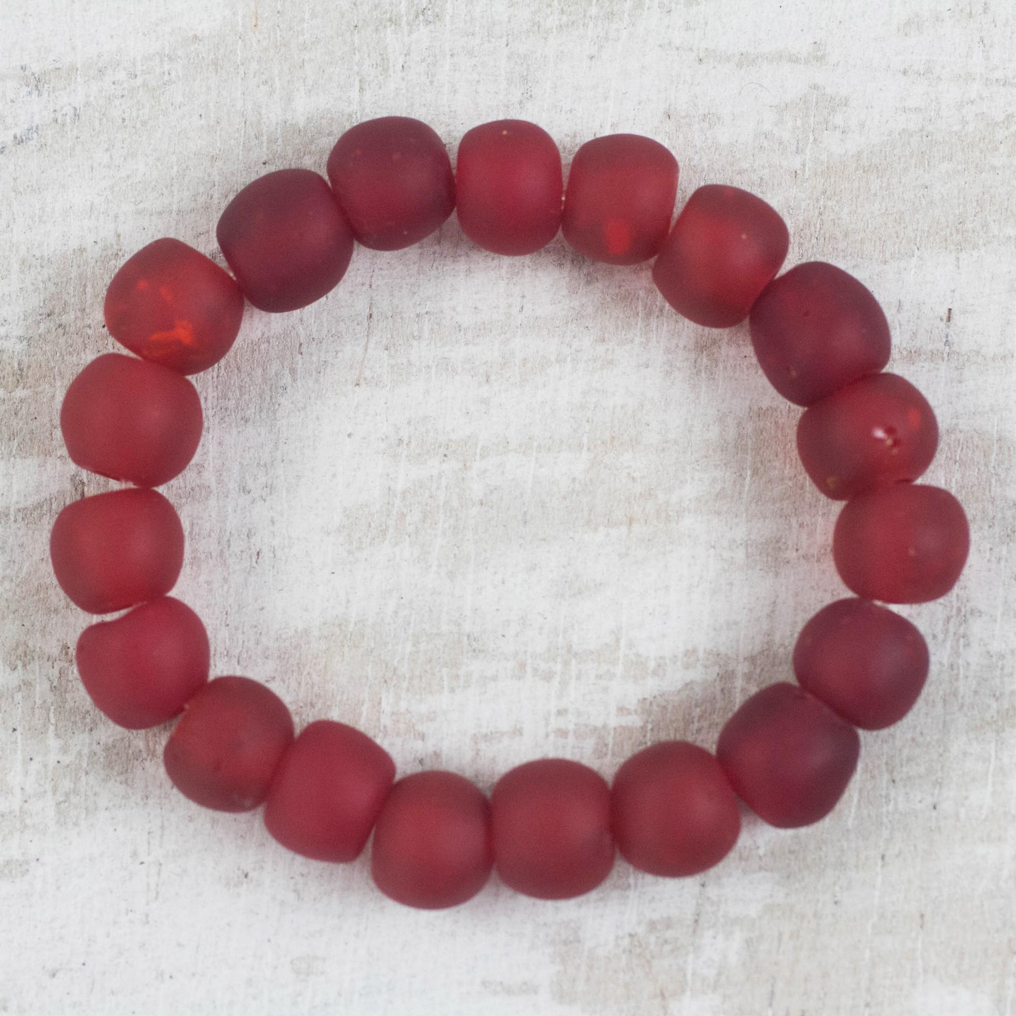 red glass bead bracelet