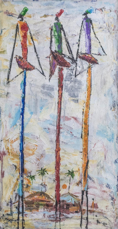 'A Place I Belong' - Signed Expressionist Painting of Three Women