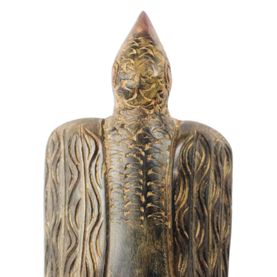 African wood mask, 'Bird of Honor' - Hand Carved West African Wood Wall Mask with Bird Motif