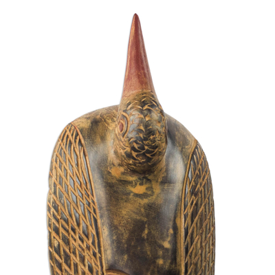 Máscara de madera - Máscara africana occidental con temática de pato de madera de sésé pintada a mano