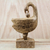 Wood statuette, 'Power of Sankofa' - Hand Carved Wood Bird Statuette with Aluminum Base