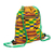 Cotton backpack, 'Kente Patches' - Kente-Inspired Cotton Print Drawstring Backpack with Pocket