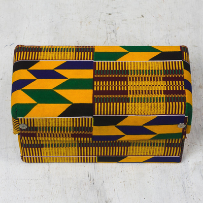 Joyero de algodón - Joyero de algodón con motivo de tela kente de Ghana