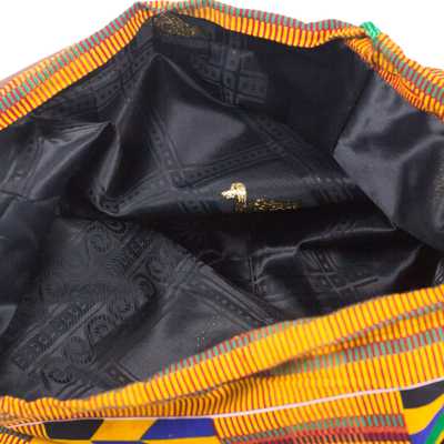 Cotton backpack, 'Kente Journey' - Kente Print Cotton Backpack from Ghana