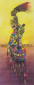 'Fleißige Frau I'. - Expressionistisches Gemälde einer afrikanischen Mutter mit Baumwolle