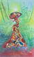 Die Jungfrau - Signiertes expressionistisches Gemälde einer afrikanischen Frau aus Ghana