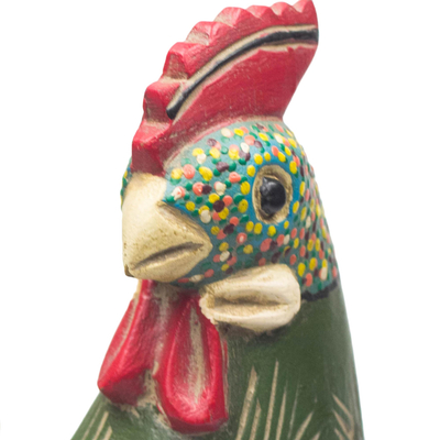 Wood sculpture, 'Rooster on a Tortoise' - Sese Wood Sculpture of a Rooster on a Tortoise from Ghana