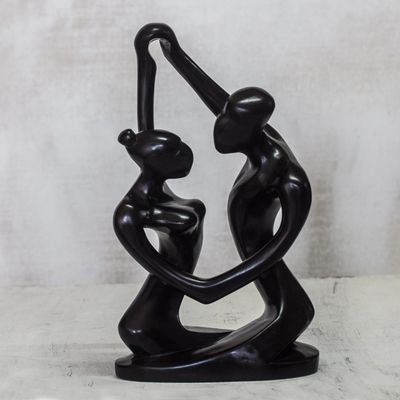 Wood sculpture, 'Remember Me' - Hand-Carved Romantic Wood Sculpture from Ghana