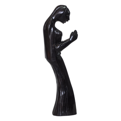 Wood sculpture, 'Servant' - Hand-Carved Wood Sculpture of a Woman from Ghana