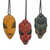 Wood ornaments, 'Mblo Masks' (set of 3) - Wood African Mask Ornaments from Ghana (Set of 3) thumbail