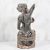 Wood sculpture, 'Scratch My Back' - Rustic Sese Wood Artistic Nude Sculpture from Ghana
