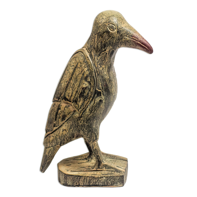 Wood sculpture, 'Rustic Bird' - Rustic Sese Wood Bird Sculpture from Ghana