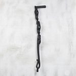 Wood walking stick, 'Animal Voyage' - Animal-Themed Sese Wood Walking Stick from Ghana