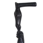 Wood walking stick, 'Animal Voyage' - Animal-Themed Sese Wood Walking Stick from Ghana