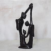 Wood sculpture, 'Savior Angels'