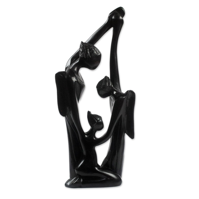 Wood sculpture, 'Savior Angels' - Hand-Carved Wood Sculpture of Angels from Ghana