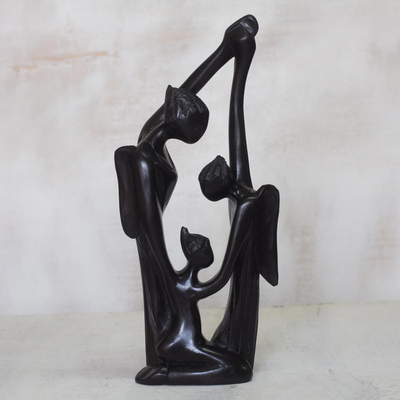 Wood sculpture, 'Savior Angels' - Hand-Carved Wood Sculpture of Angels from Ghana