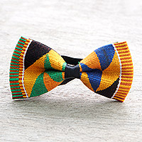Cotton kente bow tie, 'Edwin Asa' - Multicolored Cotton Kente Cloth Bow Tie from Ghana