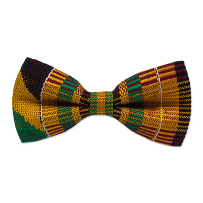 Cotton kente bow tie, 'Above All Design' - Handwoven Cotton Kente Cloth Bow Tie from Ghana