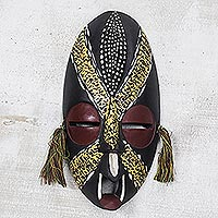 African wood mask, 'Nyame Bekyere' - Handcrafted African Sese Wood Mask from Ghana