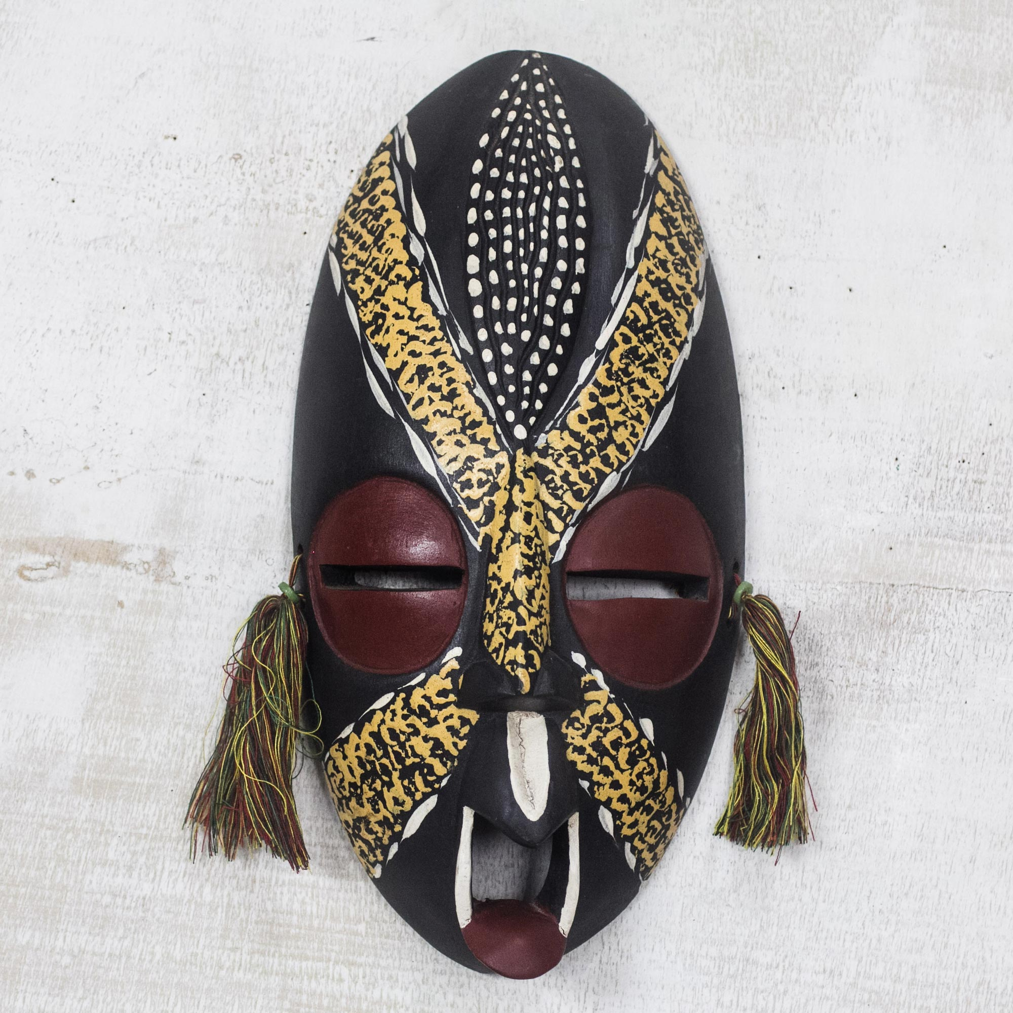 Handcrafted African Sese Wood Mask From Ghana Nyame Bekyere Novica