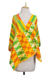 Rayon and cotton blend shawl, 'Kente Royalty' (18 inch) - Rayon and Cotton Blend Kente Shawl in Orange (18 in.)