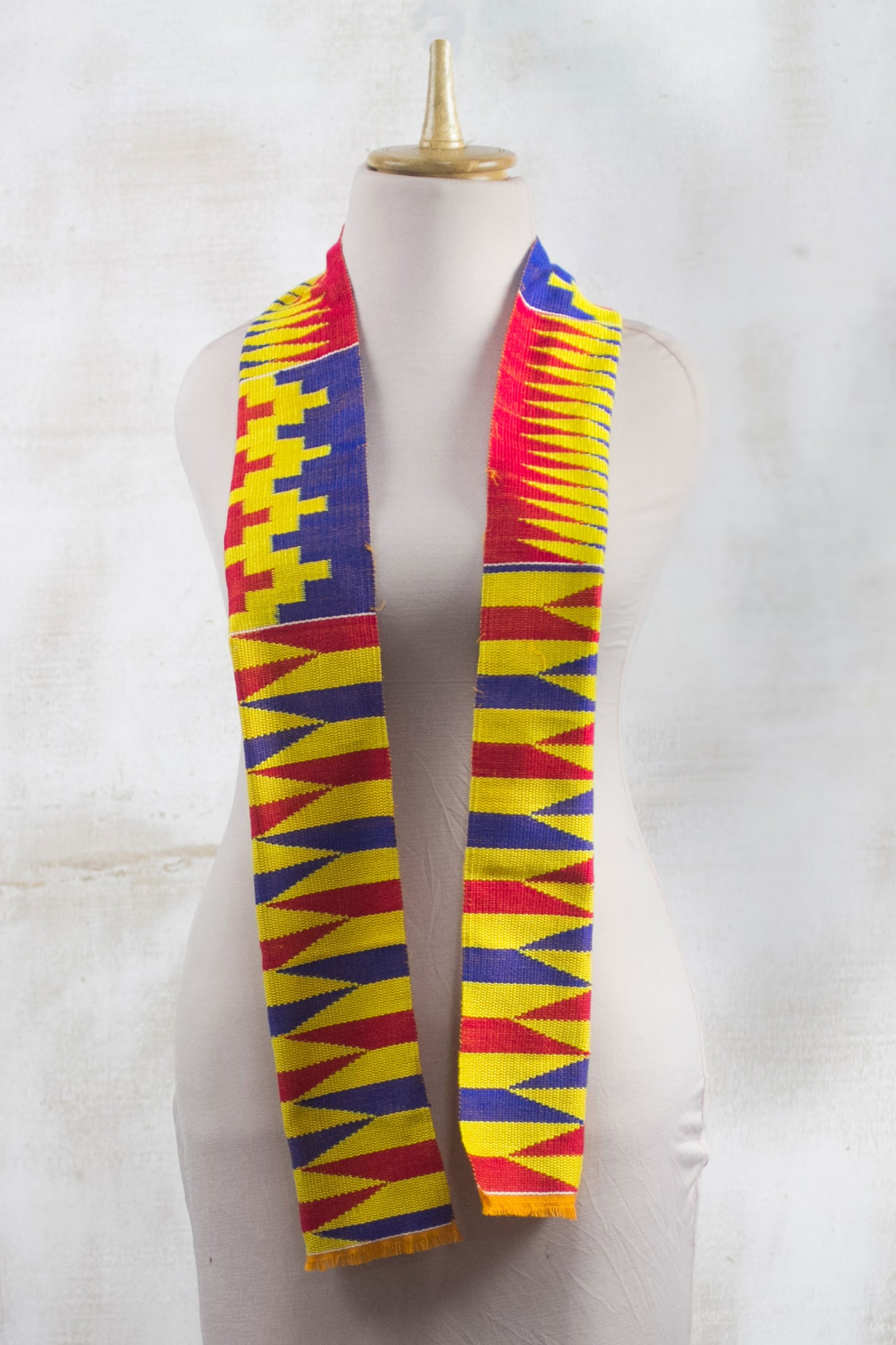 Loom Woven Ghanaian Cotton Blend Kente Scarf (5 inch width) Obaapa