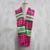 Rayon and cotton blend scarf, 'Kente Desire' (4.5 inch) - Rayon and Cotton Blend Kente Scarf in Cerise (4.5 in.)