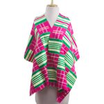 Rayon and cotton blend shawl, 'Kente Desire' (19 inch) - Rayon and Cotton Blend Kente Shawl in Cerise (19 in.)