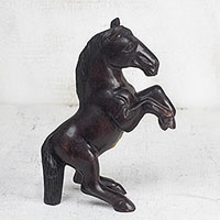 Wood sculpture, 'Horse on Hind Legs' - Rustic Sese Wood Horse Sculpture from Ghana
