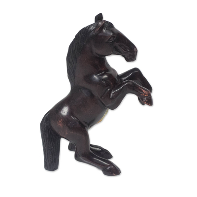 Wood sculpture, 'Horse on Hind Legs' - Rustic Sese Wood Horse Sculpture from Ghana
