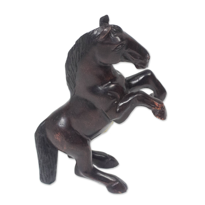 Escultura de madera - Escultura rústica de caballo de madera de Sese de Ghana
