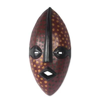 Afrikanische Holzmaske - Afrikanische Sese-Holzmaske mit Punktmotiv aus Ghana