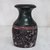 Wood decorative vase, 'Untouched Beauty' - Sese Wood Decorative Vase in Black and Red from Ghana