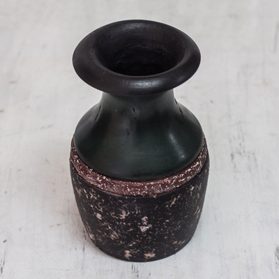 Wood decorative vase, 'Untouched Beauty' - Sese Wood Decorative Vase in Black and Red from Ghana