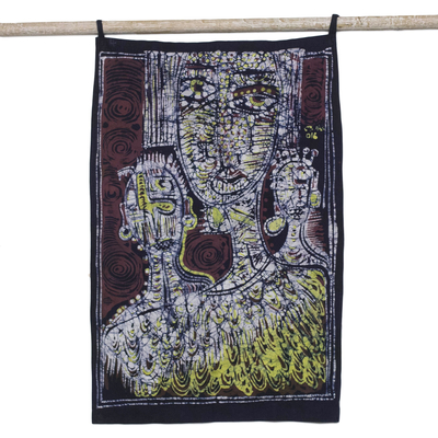African Royalty Batik Cotton Wall Hanging from Ghana