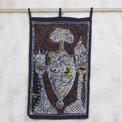 Wandbehang aus Batik-Baumwolle, „Niemand kann die Mutter ersetzen“. - Signierter kultureller Batik-Wand aus Baumwolle aus Ghana