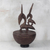 Dekoratives Holzgefäß, 'Bambara Figur' - Bambara-inspirierter Holz-Dekorationskrug aus Ghana