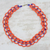 Beaded necklace, 'Oranges and Blueberries' - Orange and Blue Recycled Plastic Beaded Statement Necklace thumbail