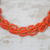 Beaded necklace, 'Orange Serenity' - Recycled Orange Plastic Woven Lace Statement Necklace