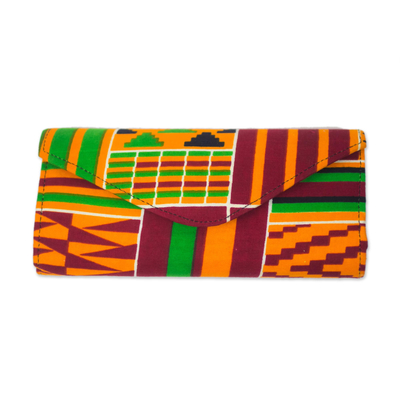 Multi-Colored African Kente Print Cotton Clutch