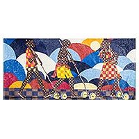 'Leadership' - Signed Expressionist Painting of Three People from Ghana